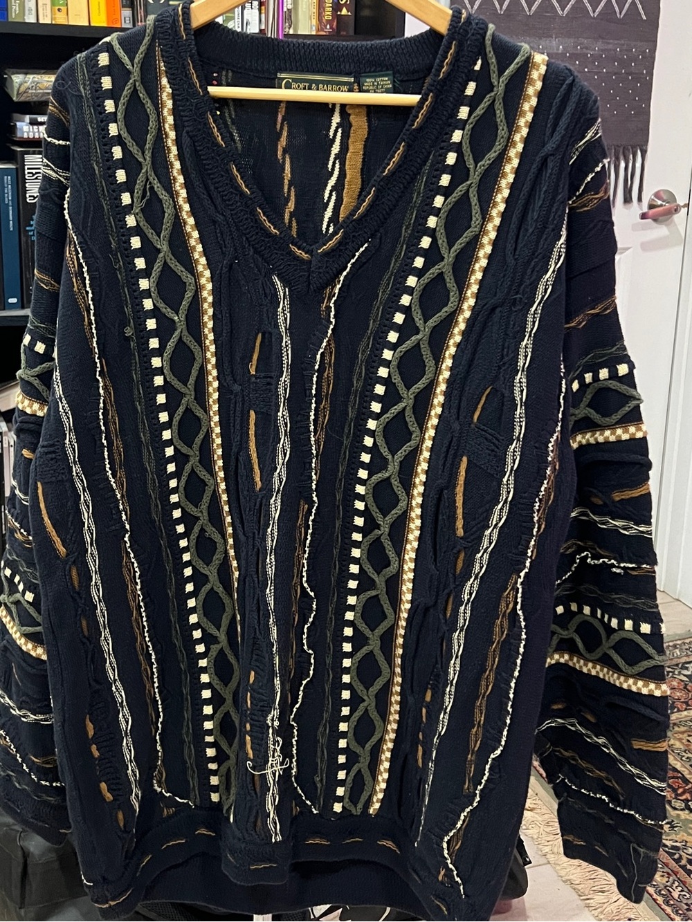 Croft and Barrow 3D-Knit V-Neck Sweater